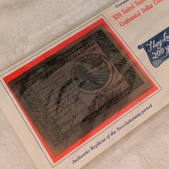 O1 1973 REPLICA of Revolutionary Perio 1776 $ Coin & 1778 20 US Continental Bill - Picture 3 of 5